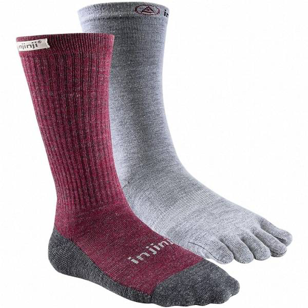 Liner + Hiker / Crew / Coolmax + Nuwool Socks (Charcoal + Heather Gray, XS/S)
